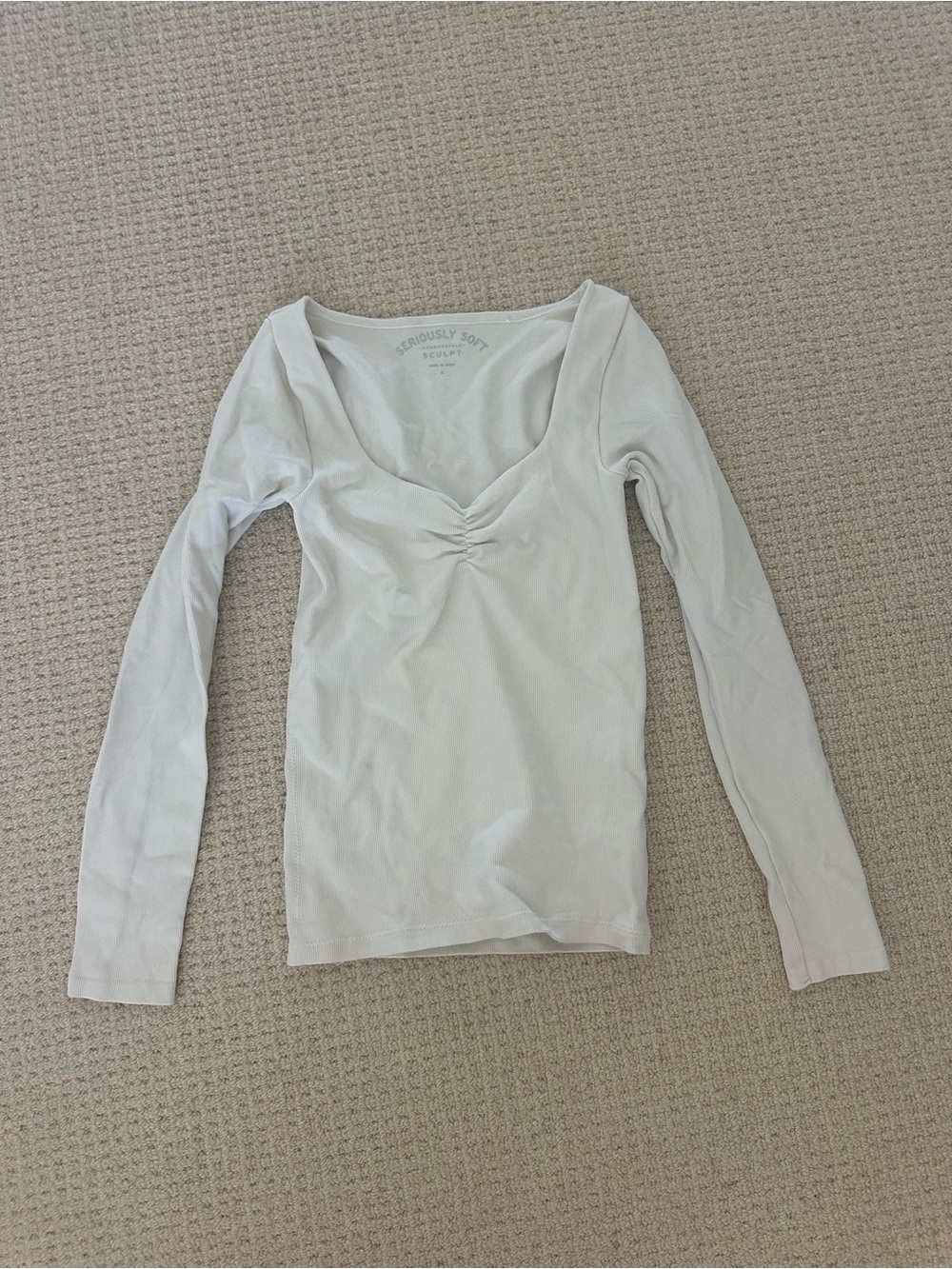 Scoop Neck Long Sleeve Top - White
